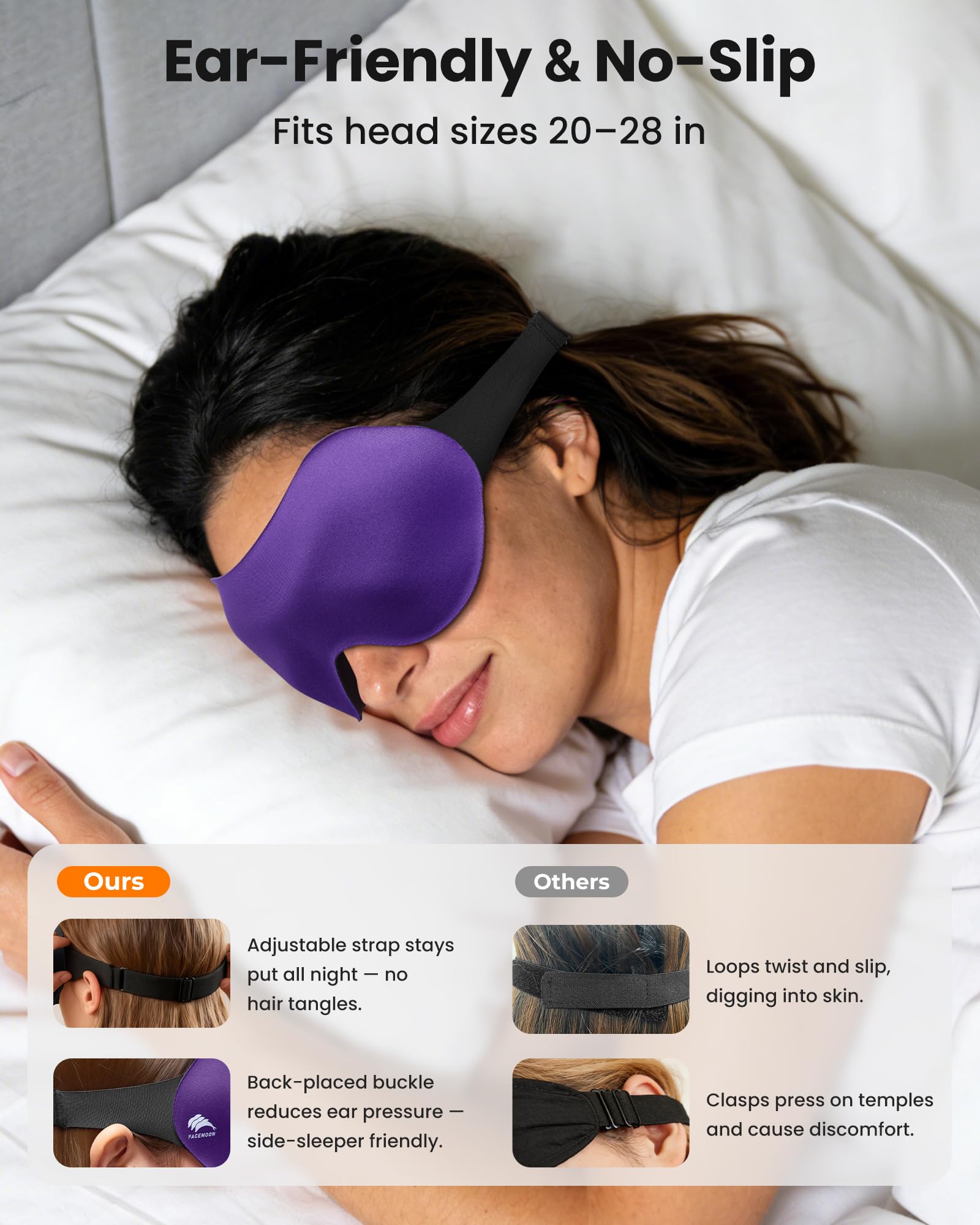 FACEMOON masque yeux avec réglage élastique pour un ajustement sûr
