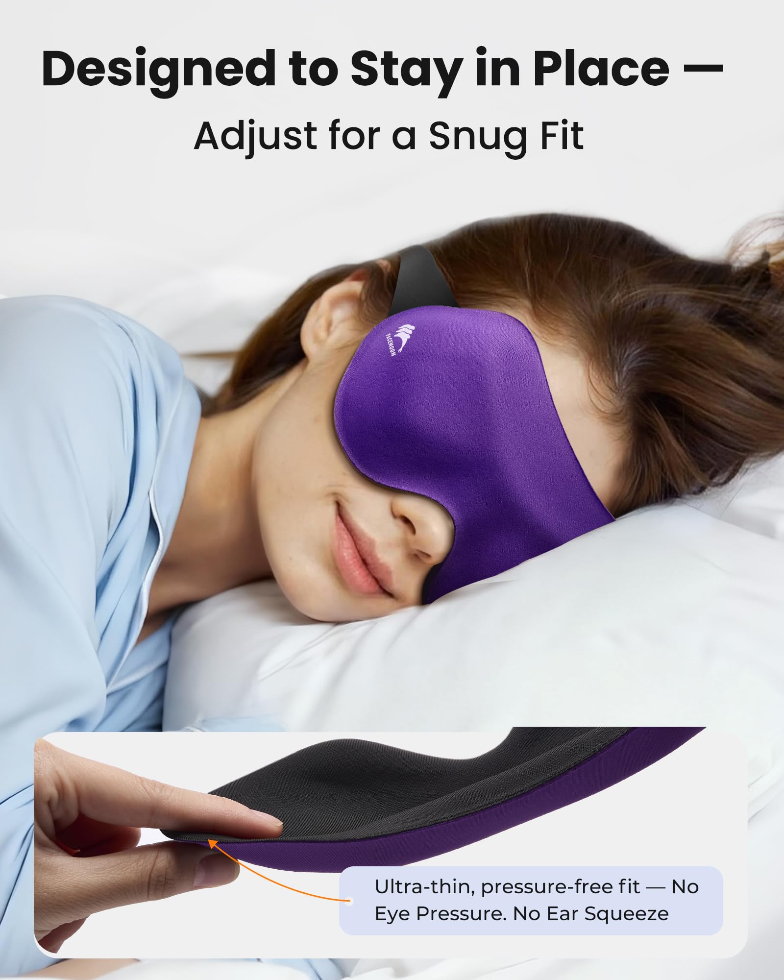FACEMOON masque yeux sans pression, design ergonomique pour les yeux sensibles