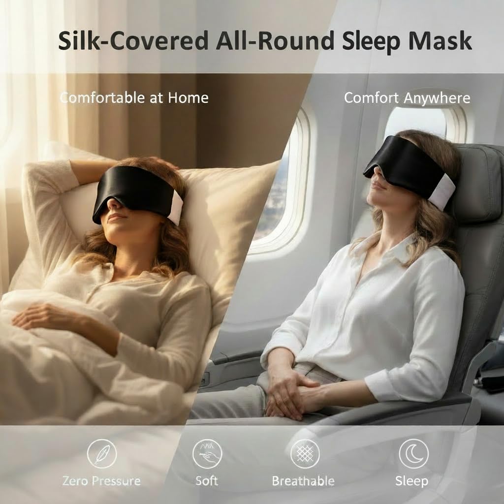 FACEMOON masque yeux soie Mulberry, parfait pour sieste au bureau ou maison