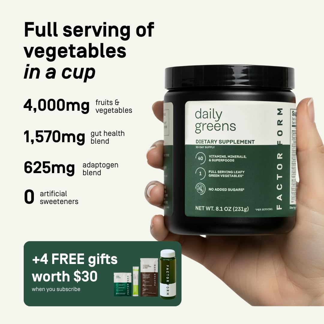 Factor Form Daily Greens sachets voyage, emportez une dose quotidienne lors de vos déplacements.