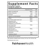 Fairhaven Health CountBoost – Ingrédients clés vitamine C et CoQ10, antioxydants utiles.