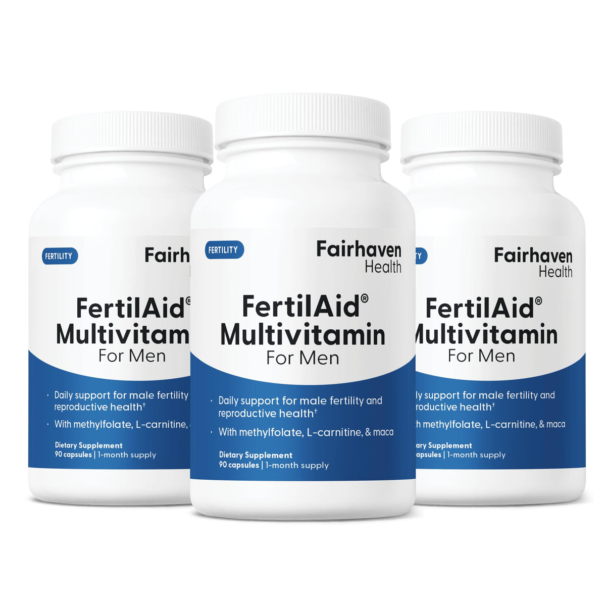 FertilAid pour hommes: bouteille et capsules, soutien potentiel à la fertilité masculine.