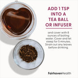 Tasse chaude FertiliTea délivrant une menthe rafraîchissante.