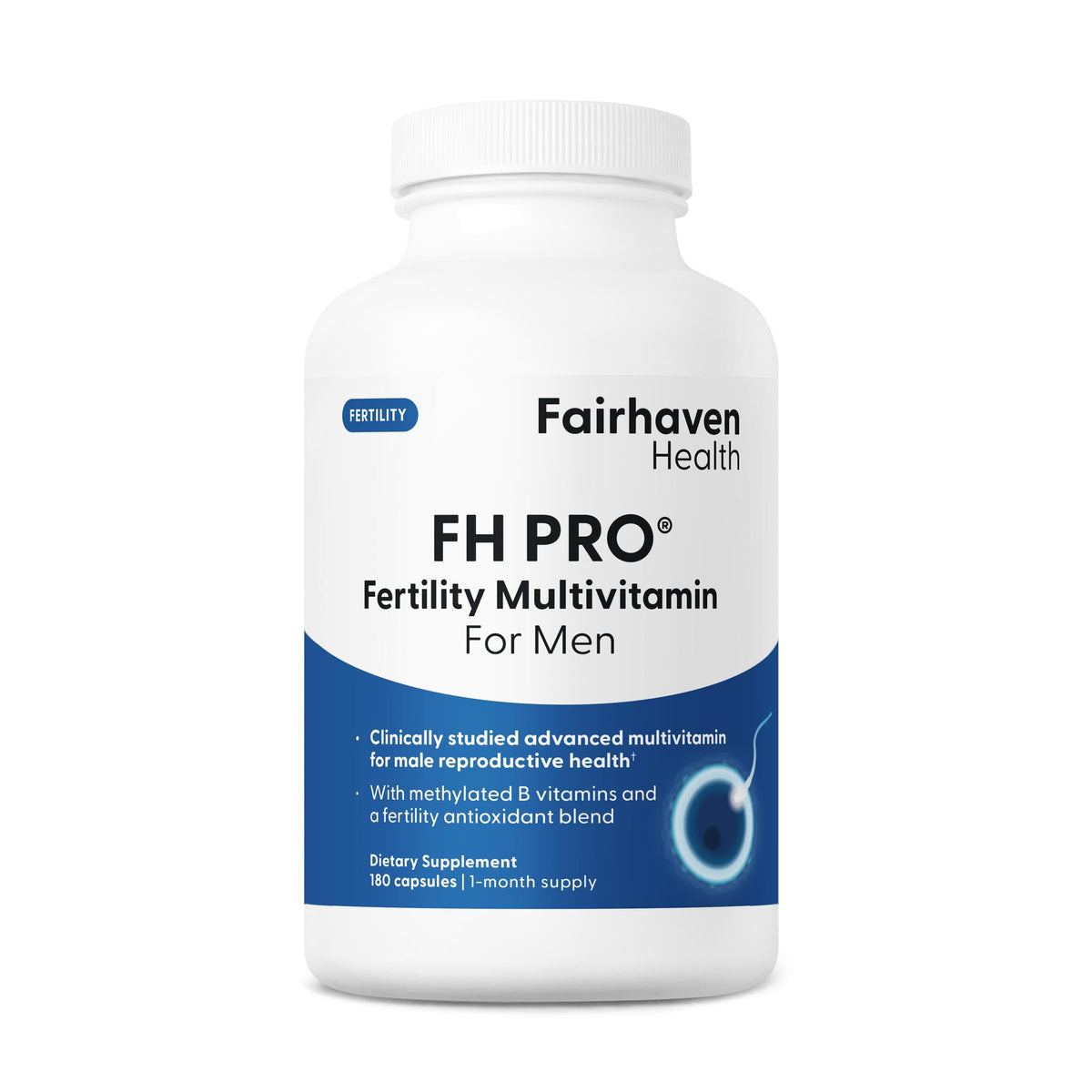 FH Pro pour hommes, flacon 180 capsules, soutien potentiel à la fertilité masculine.