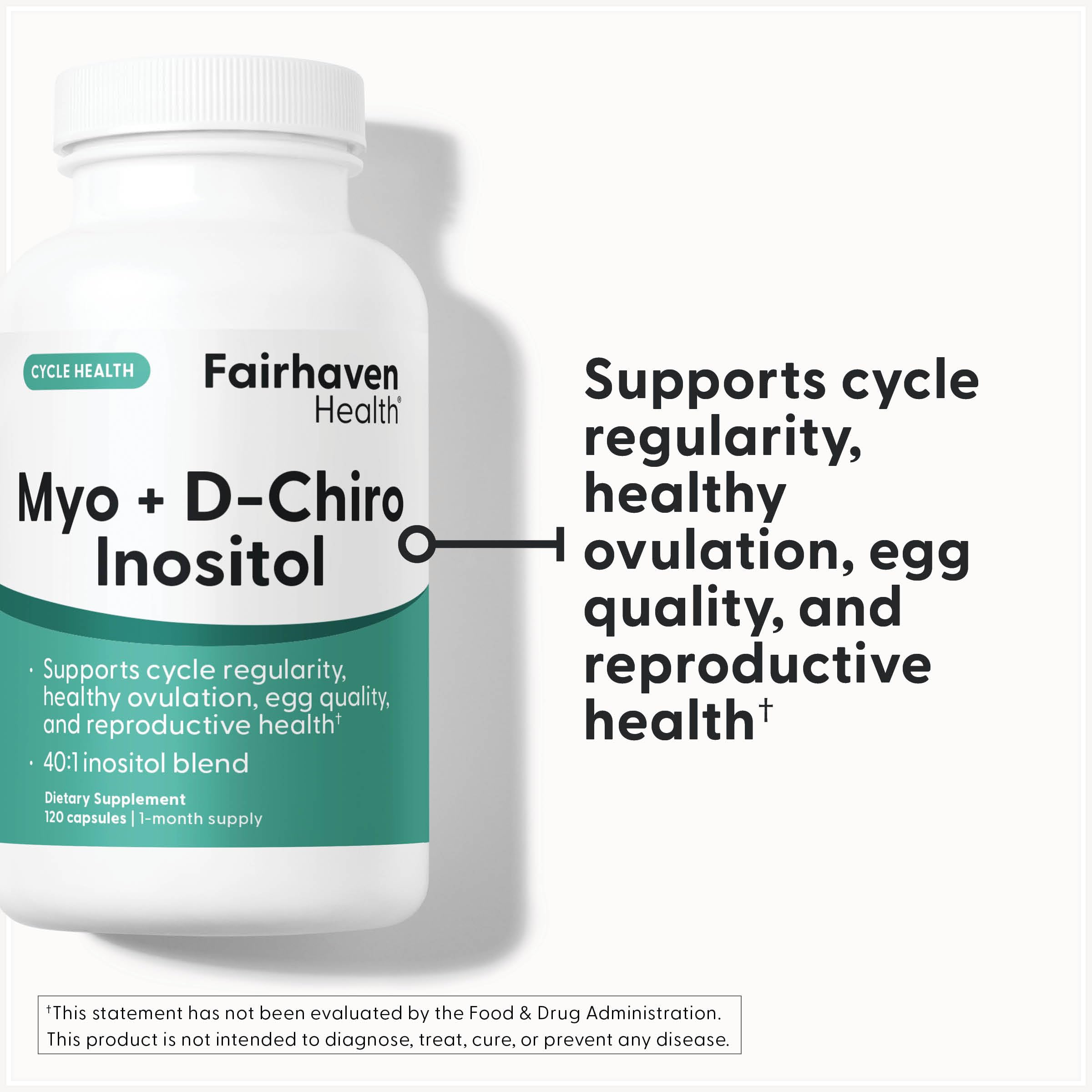 Fairhaven Health Myo-Inositol et D-Chiro Inositol - boîte pratique pour prise quotidienne