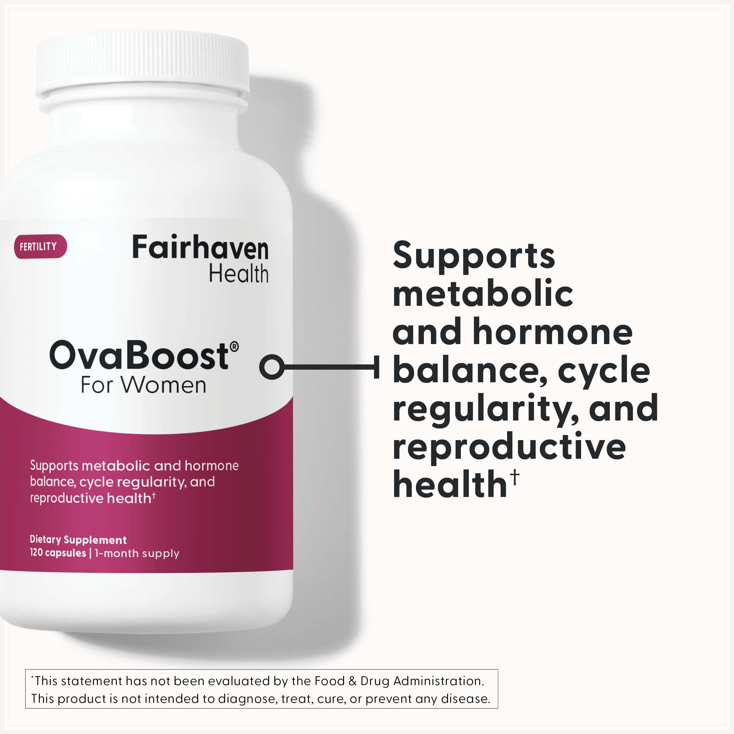 OvaBoost Fairhaven Health – gros plan sur les capsules faciles à avaler.