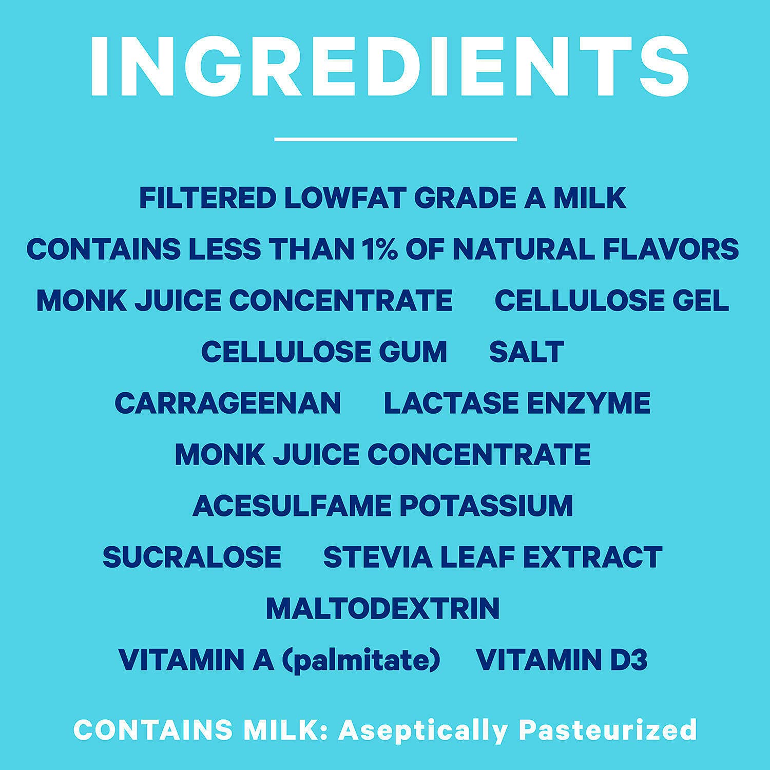 Étiquette claire Fairlife vanille avec protéines et vitamines.