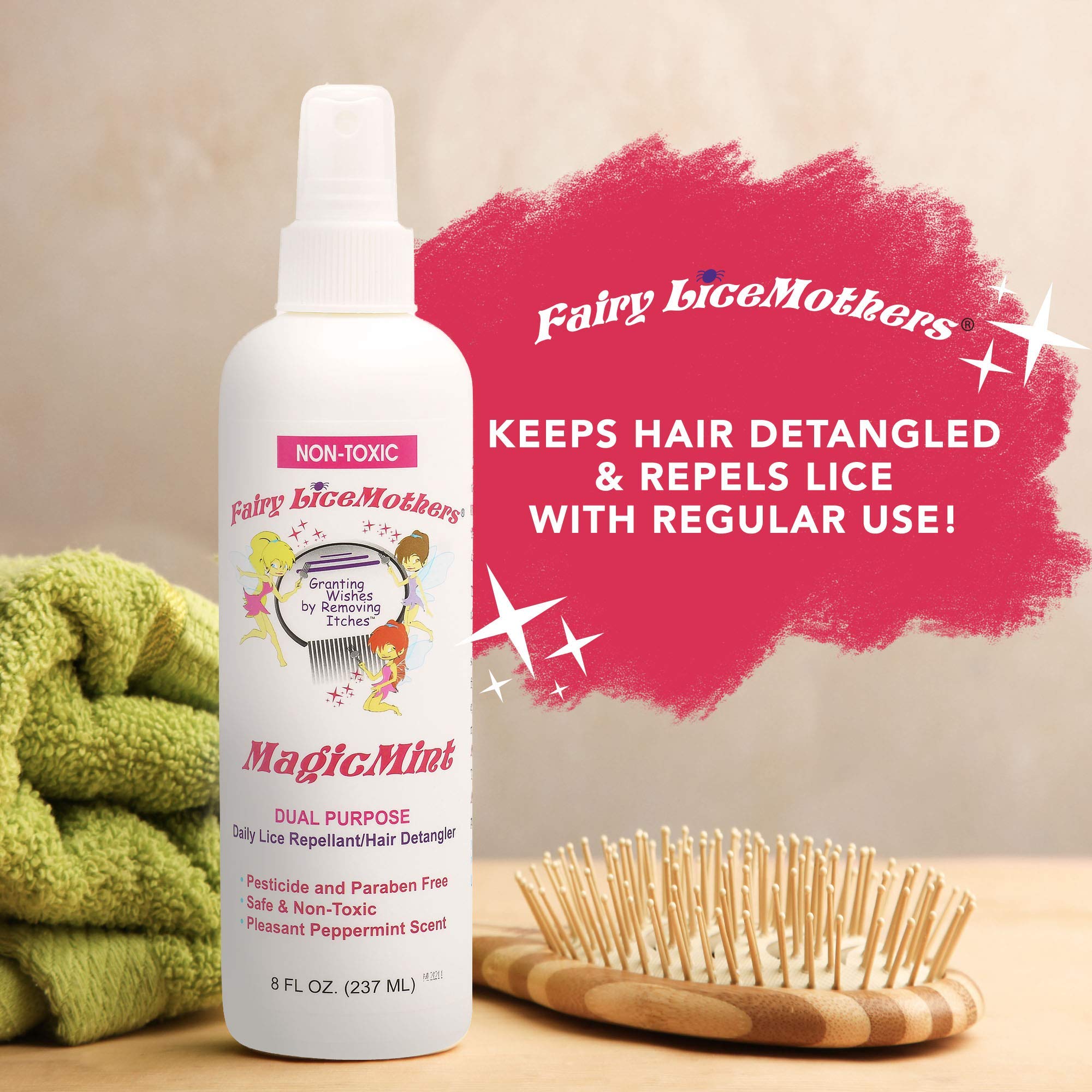 Fairy LiceMothers MagicMint Repel: démêlant léger pour un coiffage facile.