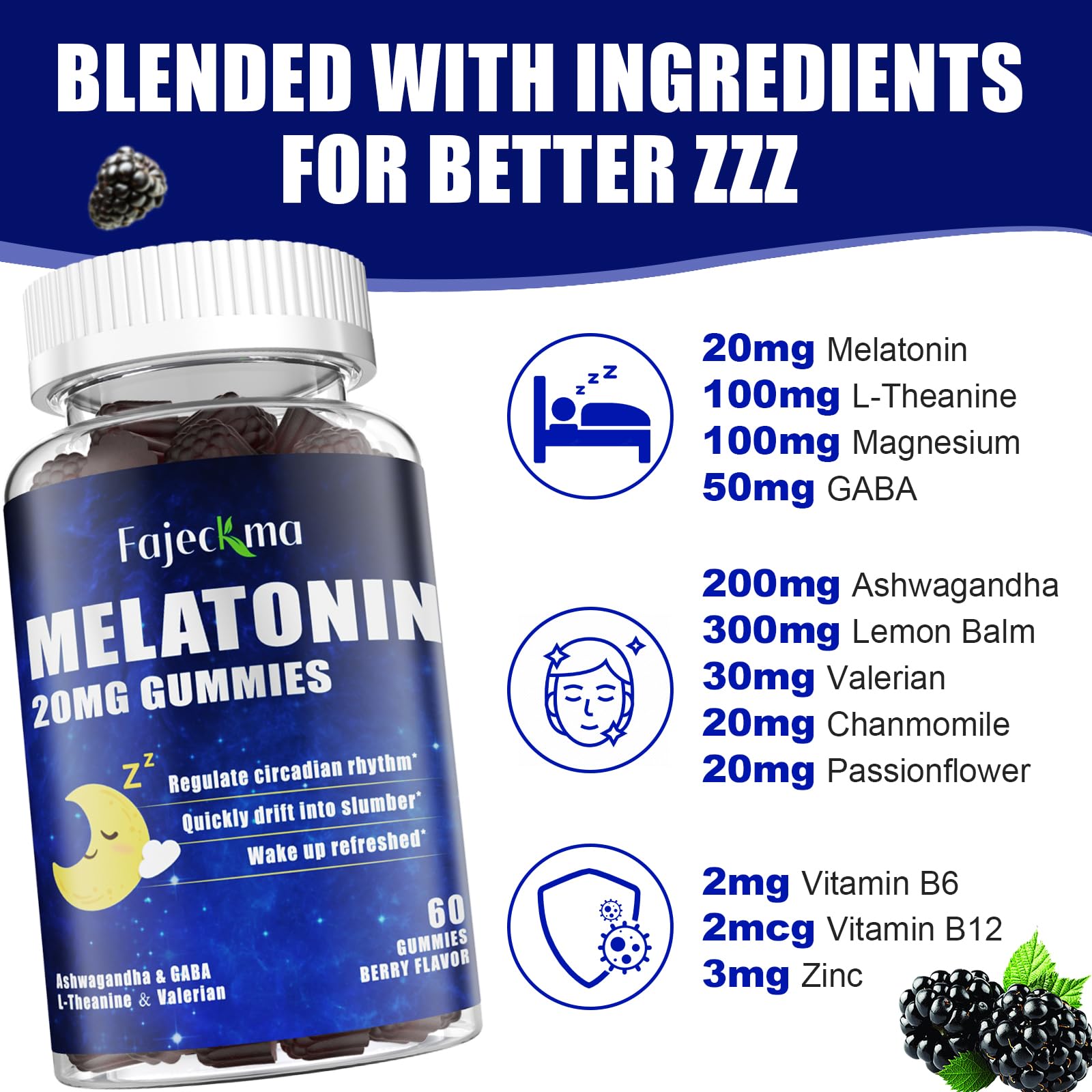 Emballage Fajeckma, gummies sans sucre, vegan et faciles à digérer.