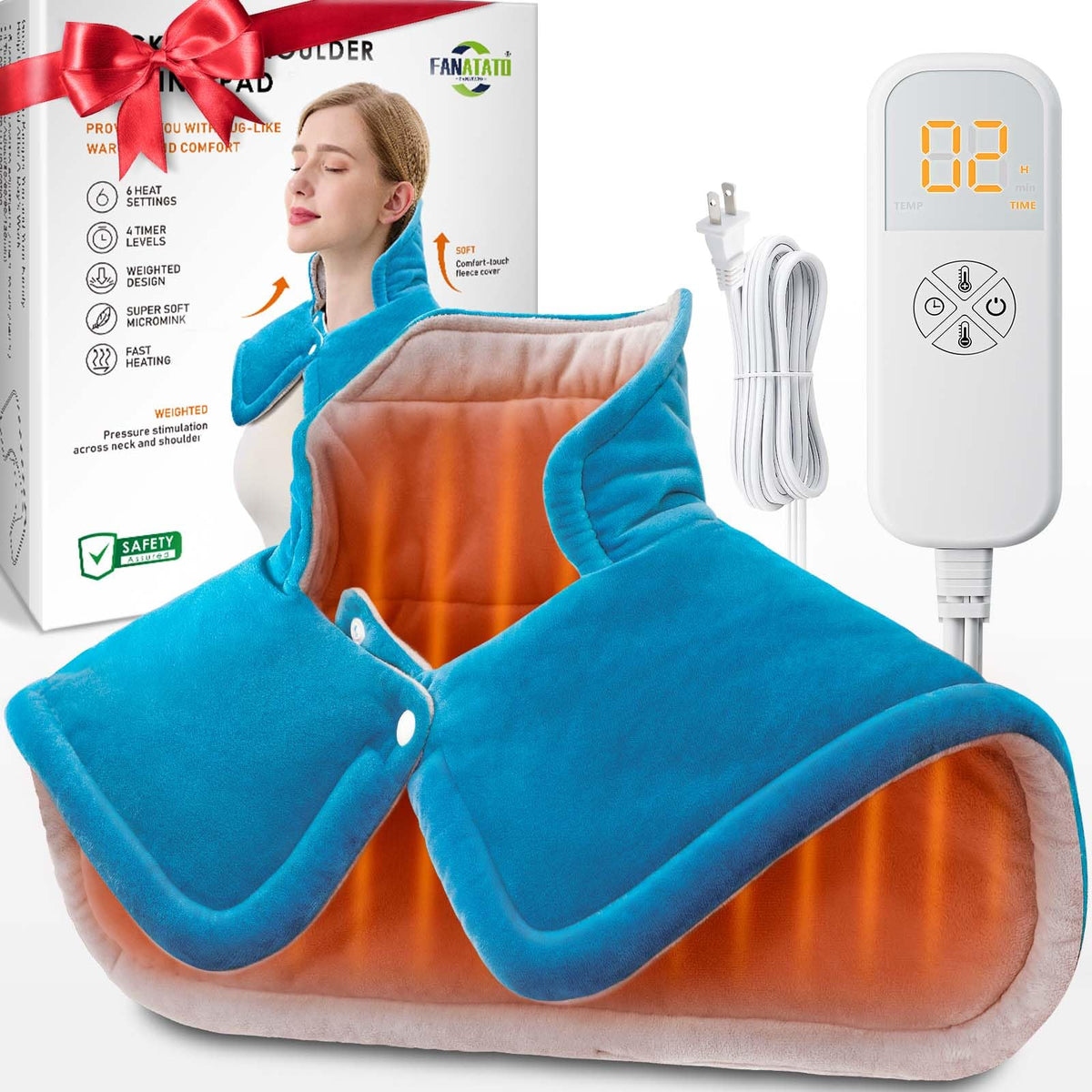 Fanatato coussin chauffant pour cou et épaules, confort ciblé.