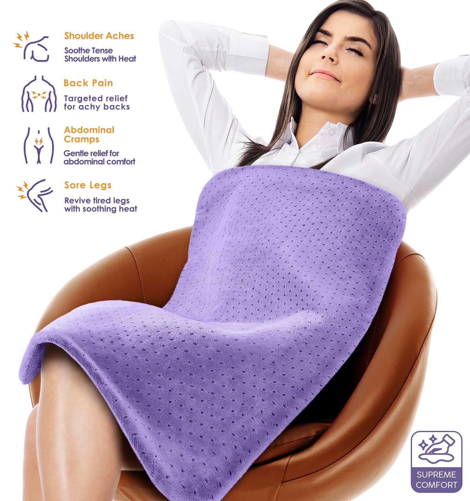 Fanatato coussin chauffant design flexible qui suit les courbes du corps.