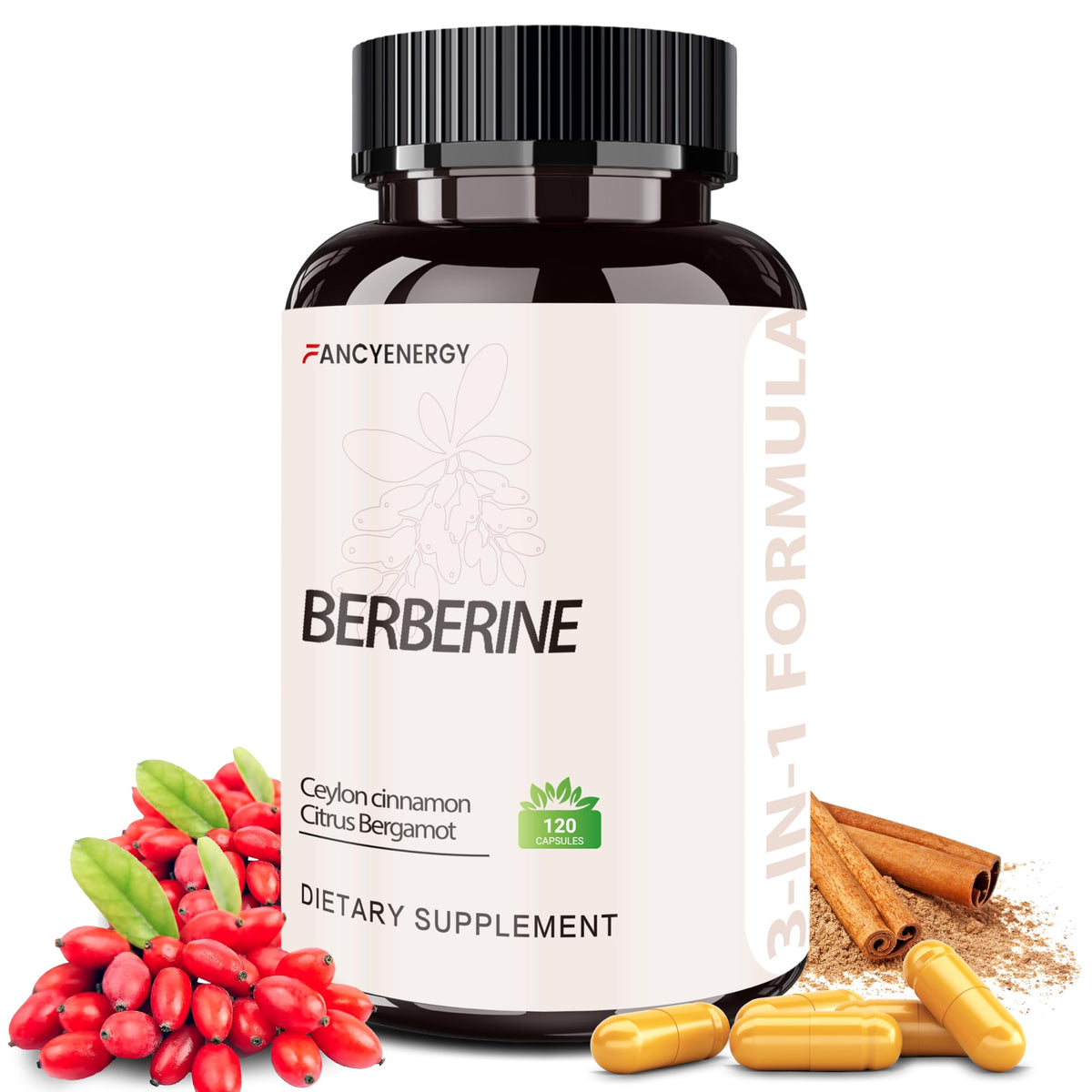 FANCYENERGY FraFr.gancia Berberine HCl, bouteille de capsules véganes pour le quotidien