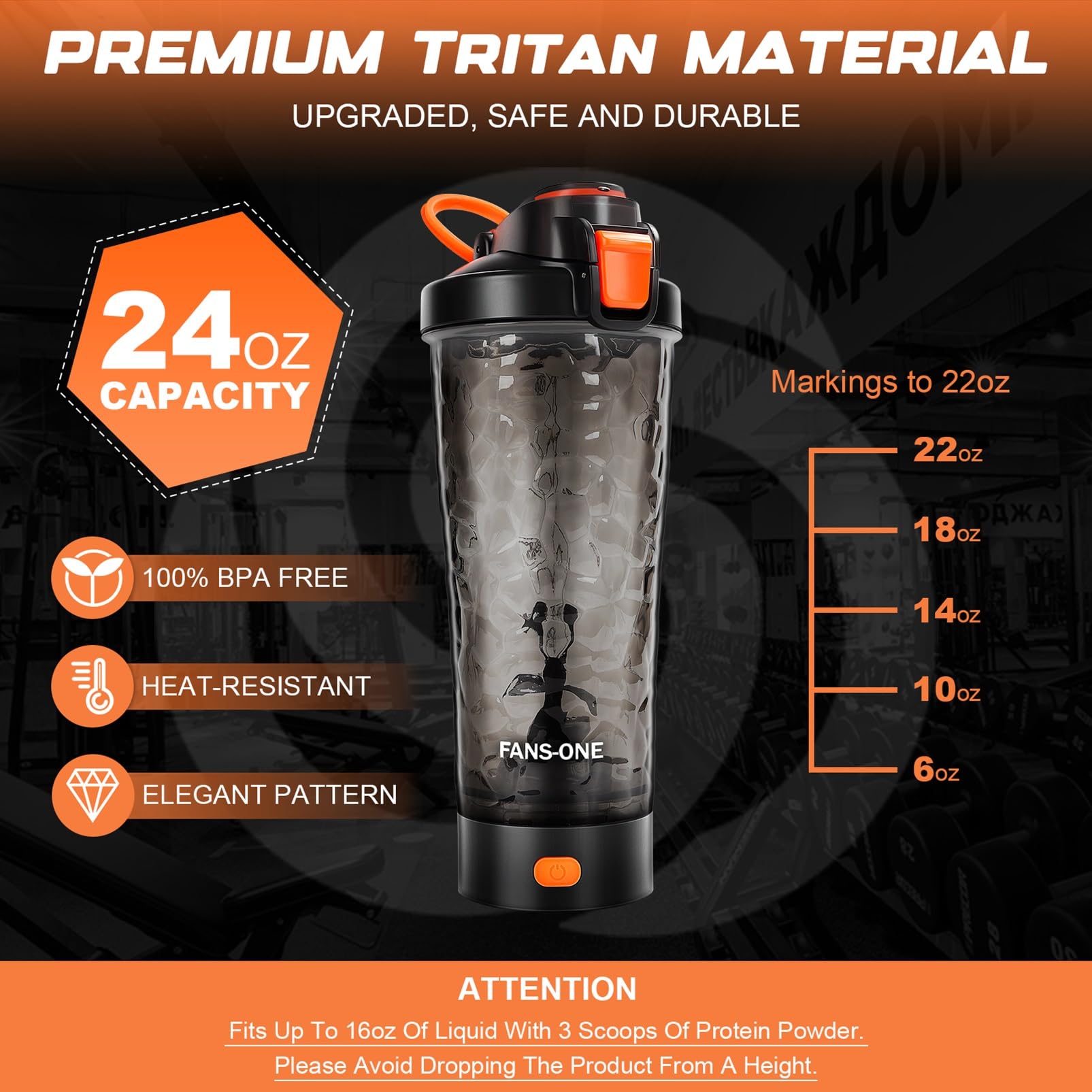 Capacité 24oz idéale pour une boisson protéinée après l'entraînement