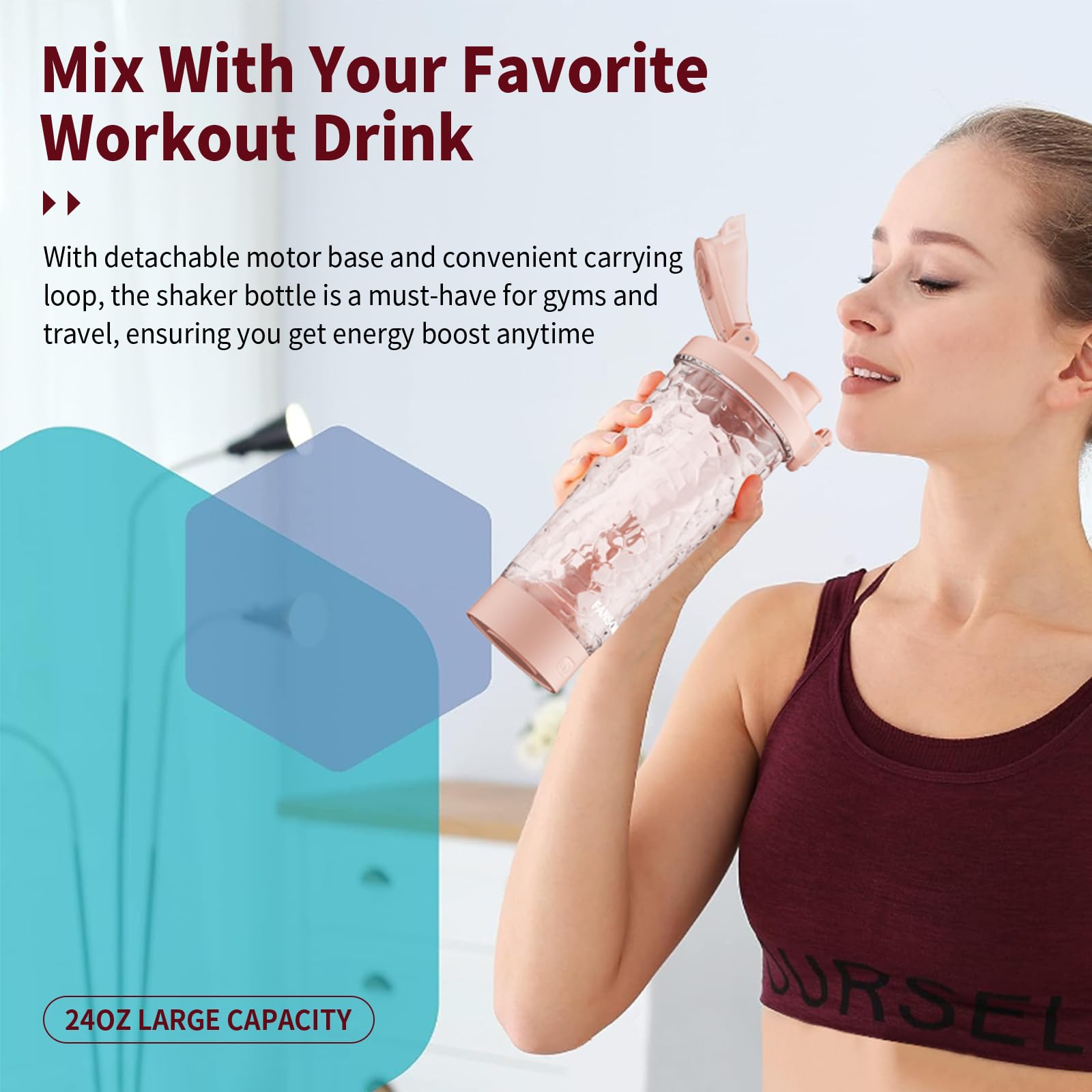 Capacité de 700 ml et base moteur amovible pour voyager facilement.