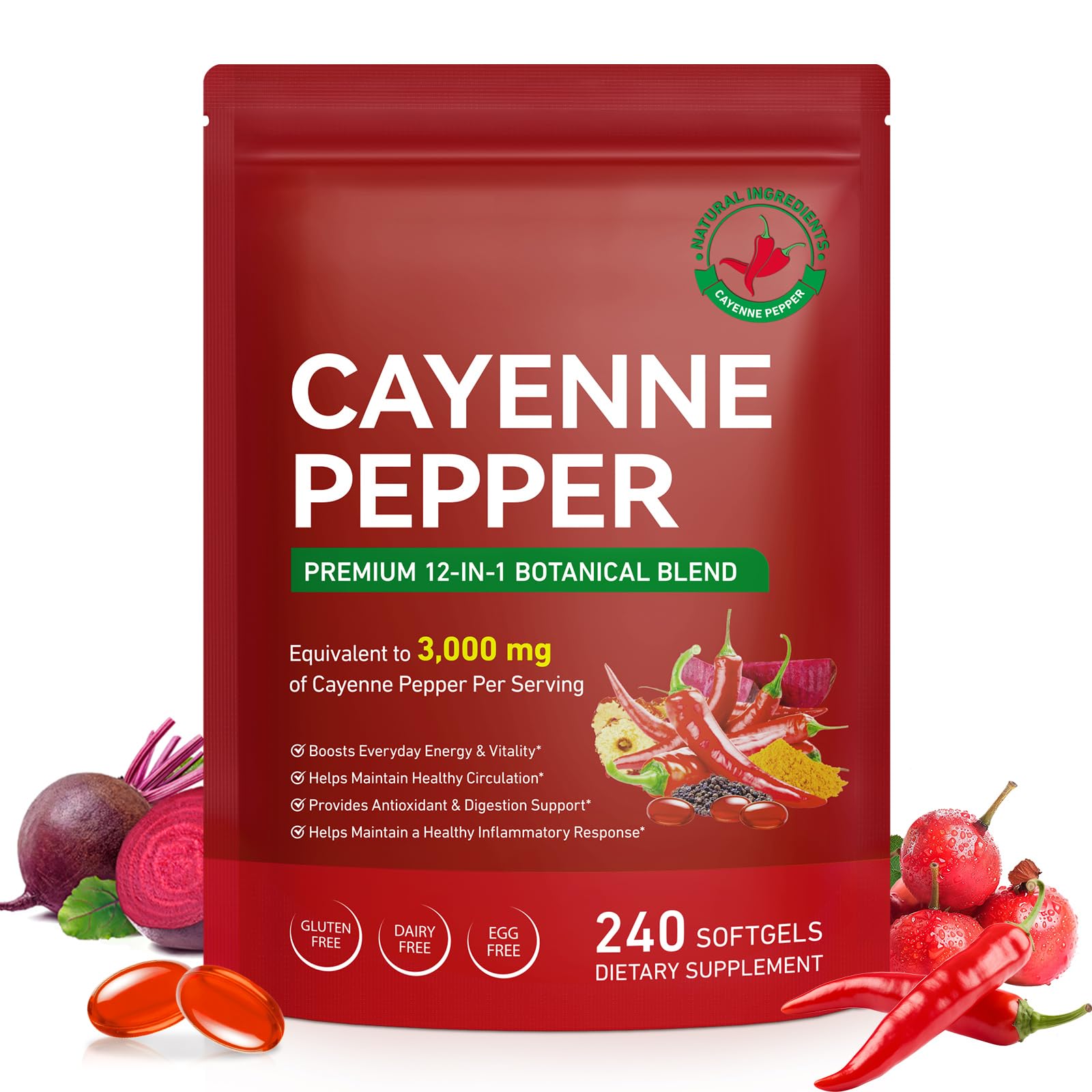 FANSHI Cayenne Softgels, bouteille: soutien quotidien à l'énergie et à la circulation.