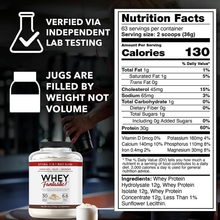 Ingrédients à pâture utilisés dans la whey 3-en-1 de Fantastic Nutrition.