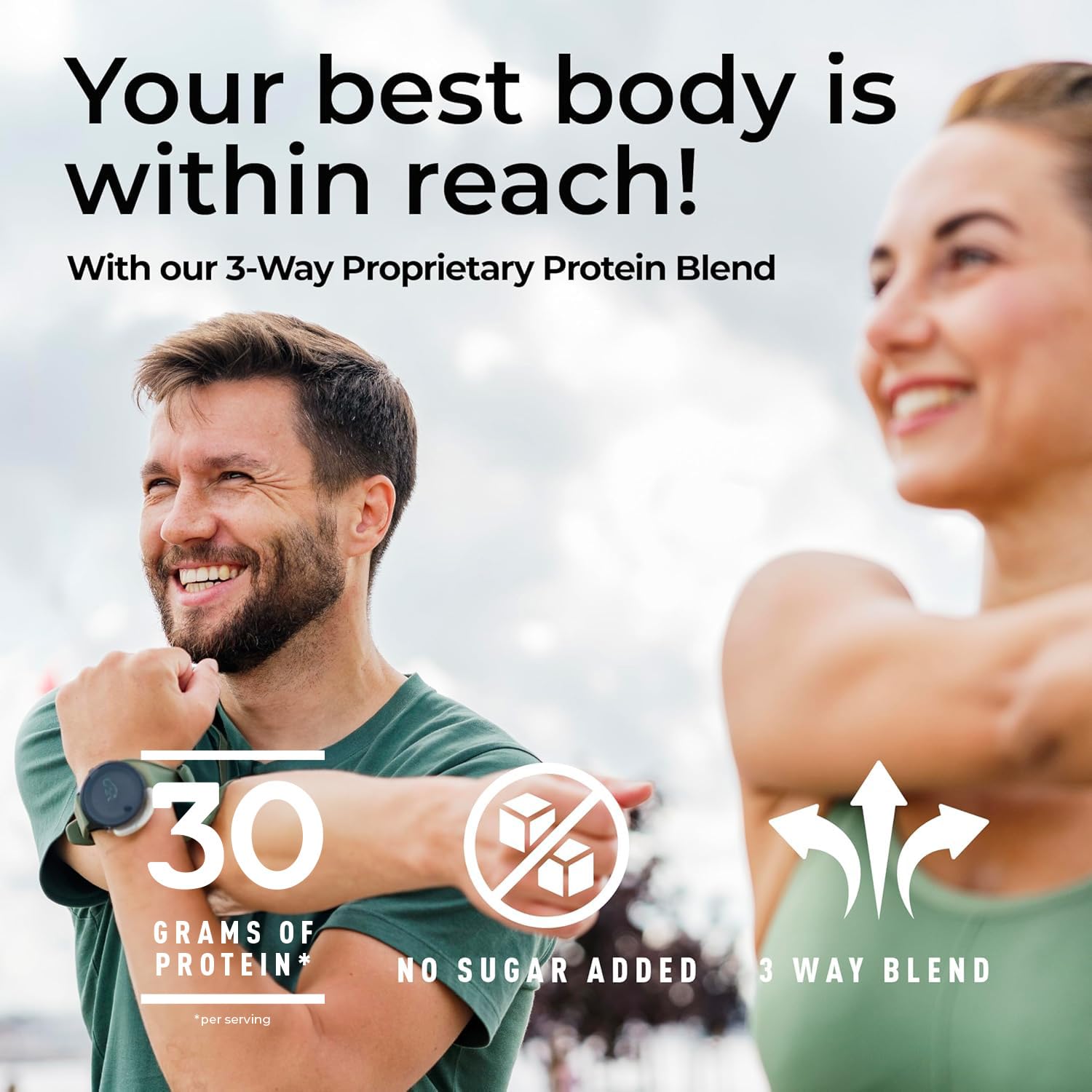 Mélange dans le lait avec Fantastic Nutrition Whey 3-en-1 pour une boisson riche en protéines.