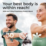 Mélange dans le lait avec Fantastic Nutrition Whey 3-en-1 pour une boisson riche en protéines.