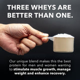 Shaker en action contenant Fantastic Nutrition Whey 3-en-1 prête à être dégustée.