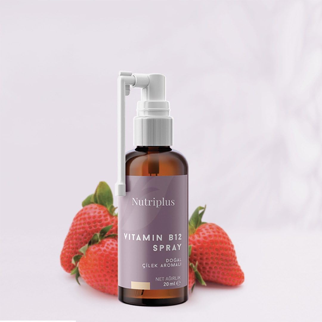 FARMASi Nutriplus B12 Spray — goût fraise naturel pour une prise agréable.