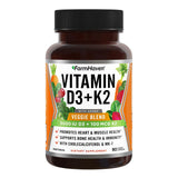 Capsules FarmHaven D3 K2 affichant 5000 UI et 100 mcg pour un soutien potentiel.