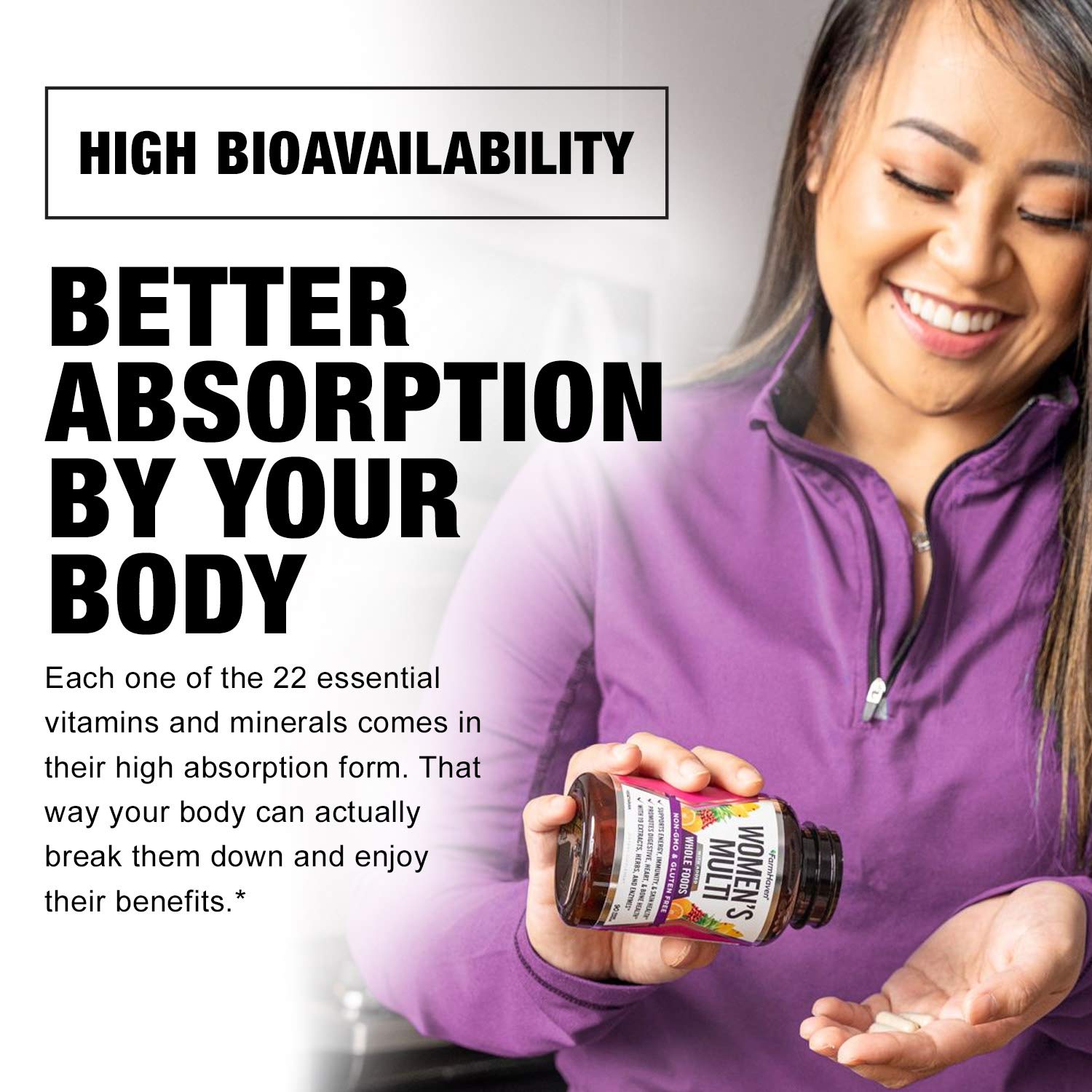 FarmHaven Fruits et légumes entiers – antioxydants naturels pour énergie et vitalité.