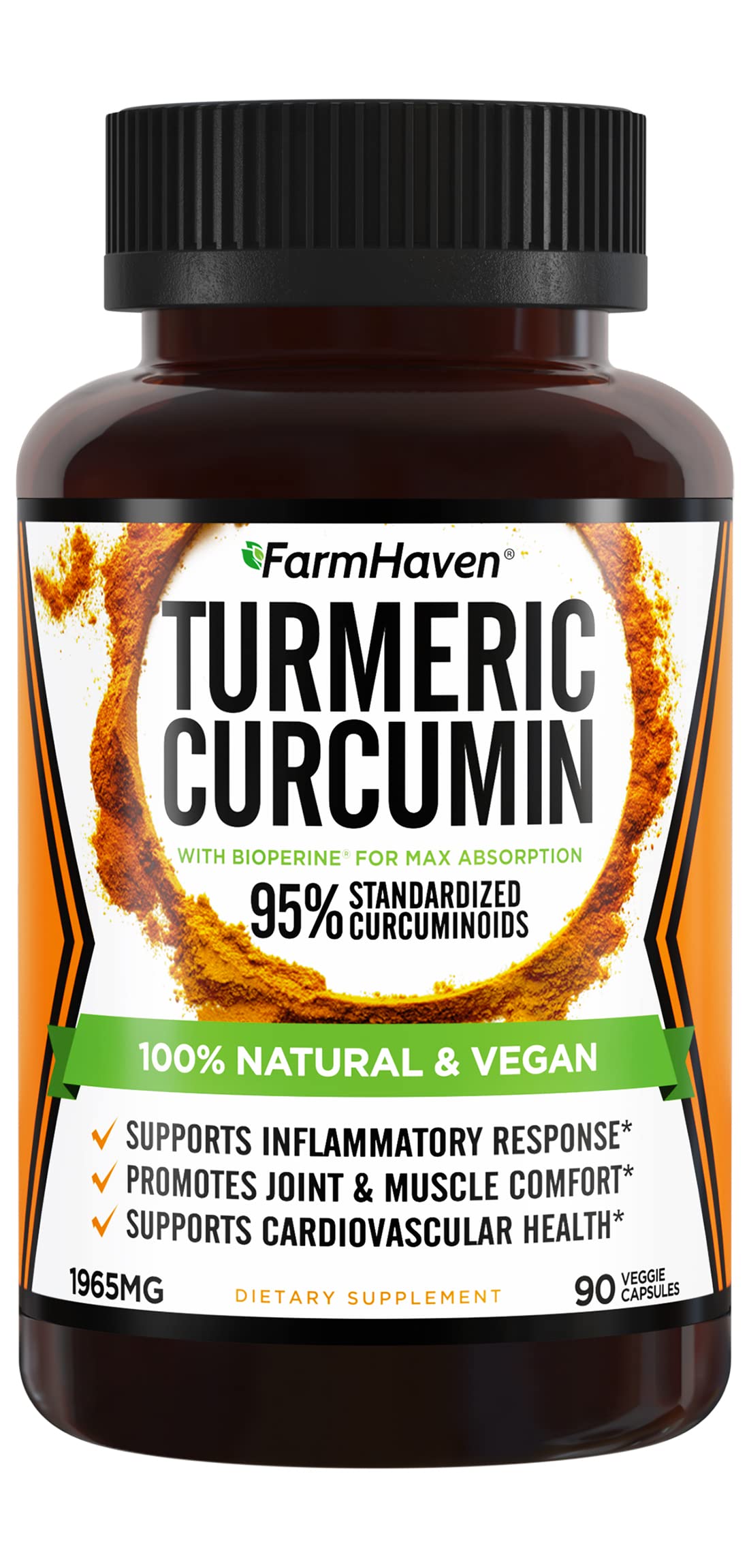 FarmHaven Turmeric Curcumin — boîte prête à l’emploi pour routine quotidienne.