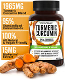 Étiquette FarmHaven Turmeric Curcumin indiquant dosage élevé et curcuminoïdes.