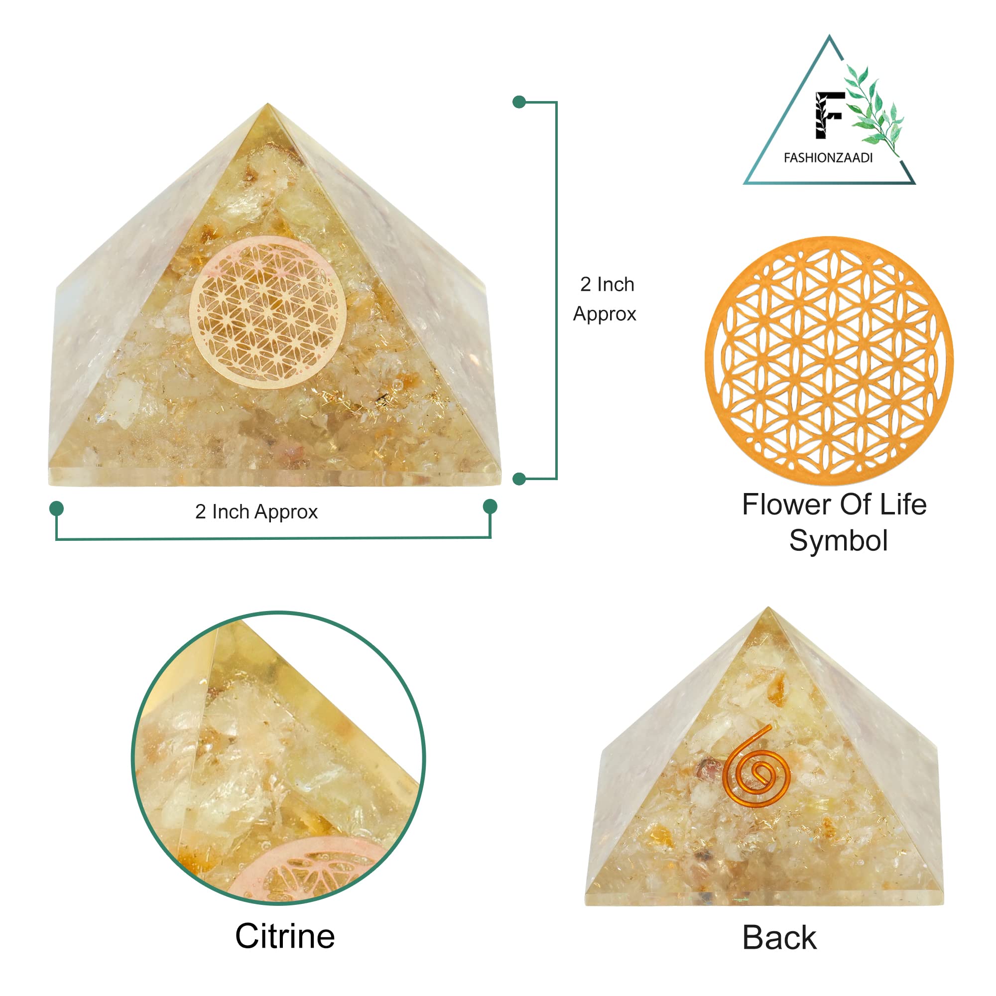 Pyramide Citrine avec spirale cuivre: méditation et prospérité.
