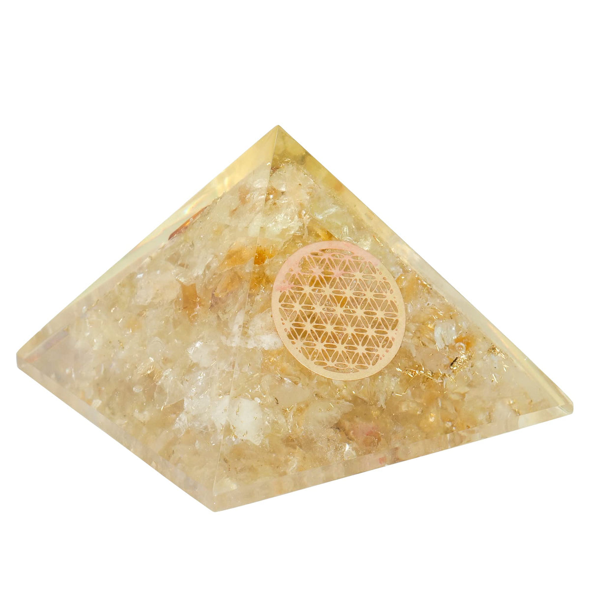 Pyramide Citrine FASHIONZAADI fleur de vie: énergie positive et concentration accrues.