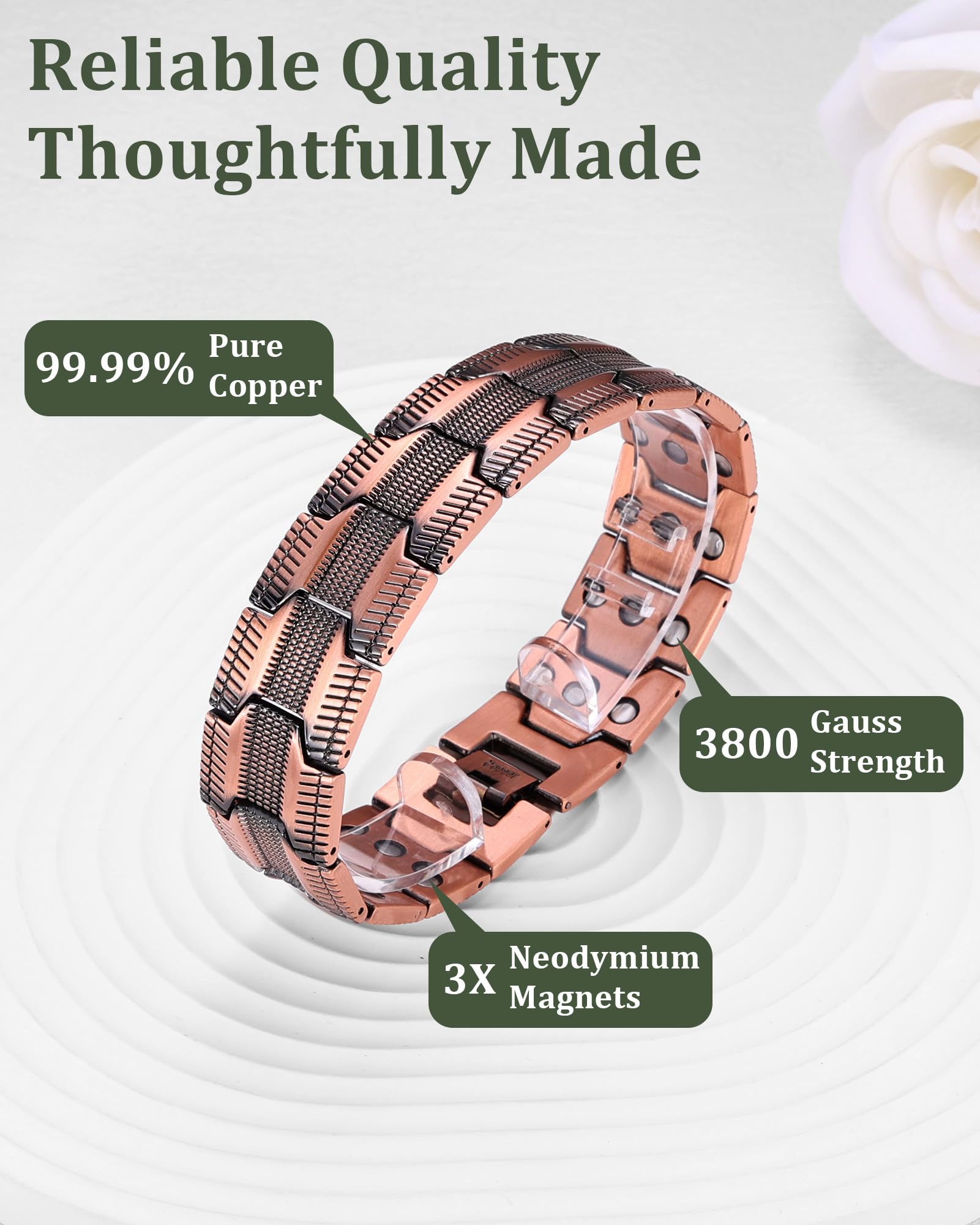 Fashtour bracelet cuivre magnétique armure ancienne, style masculin et résistant