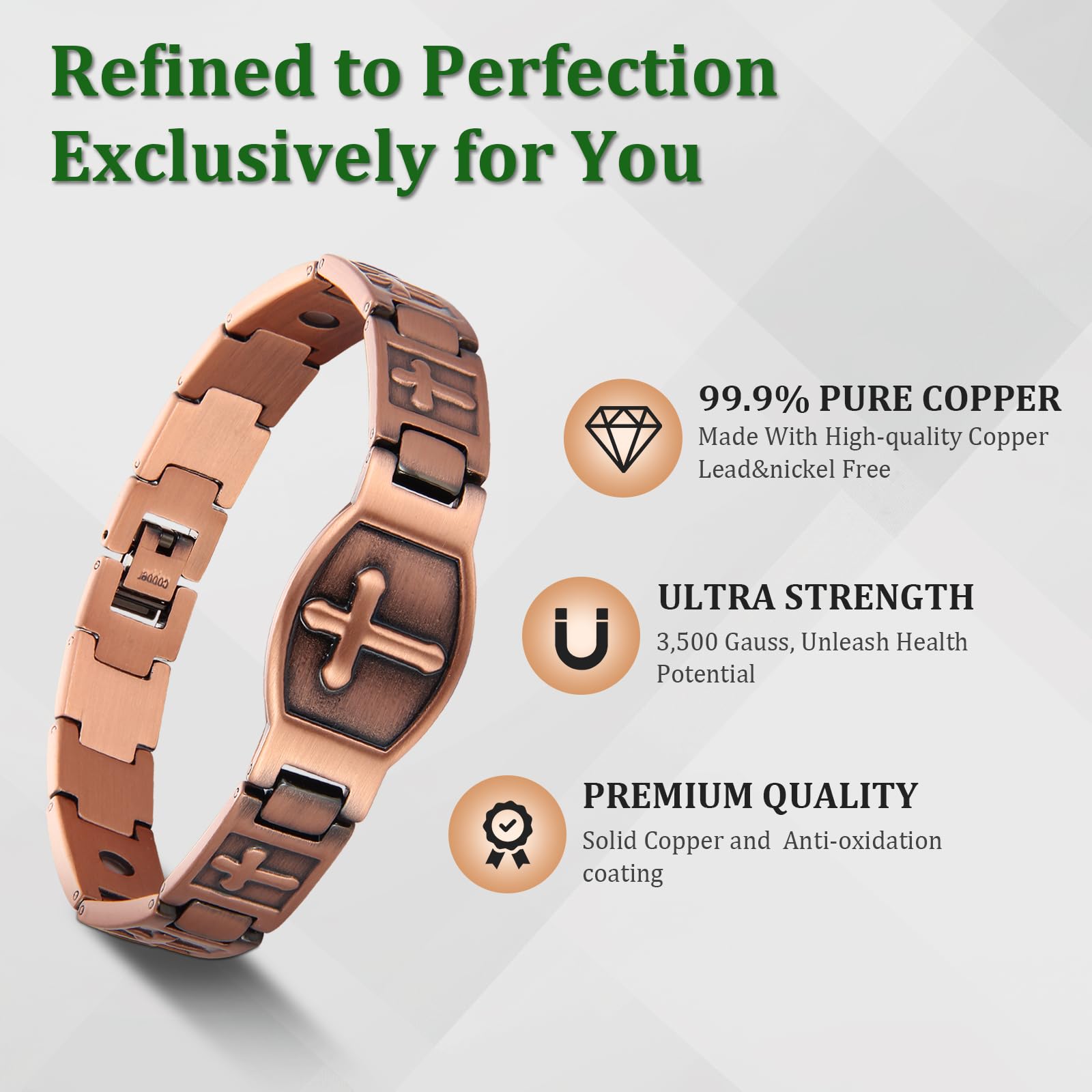 Fashtour bracelet cuivre finition satinée, durable et résistant à l’oxydation.