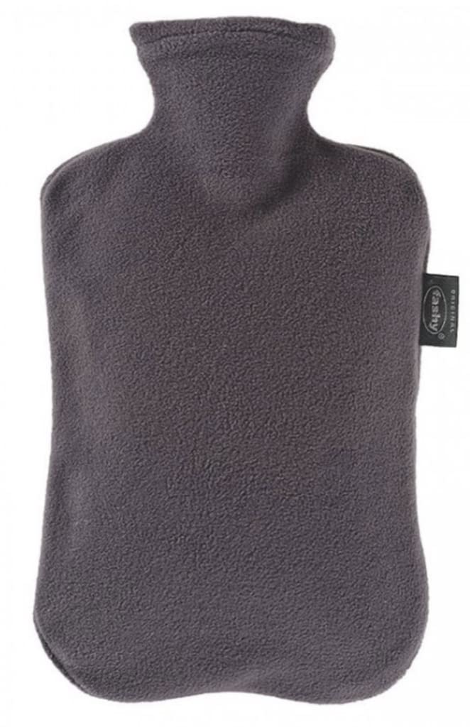 Bouteille d'eau chaude Fashy 2 L anthracite avec housse polaire, confort assuré.