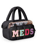 Fasrom sac medicament chenille dimensions 9-3x5-7x6, format compact pour valise.