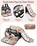 Fasrom sac medicament chenille interieur organiseur, poches pratiques pour tri des pilules et pansements.