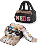 Fasrom sac medicament chenille lettre avant, rangement clair pour médicaments en voyage.