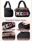 Fasrom sac medicament chenille poches maille, rangements sécurisés pour bouteilles et petits objets.