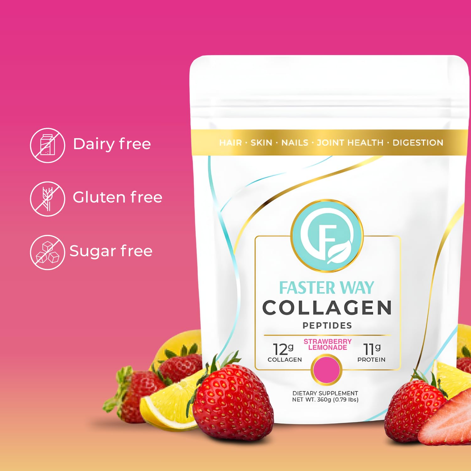 Faster Way Collagen sans goût se dissout rapidement dans une boisson