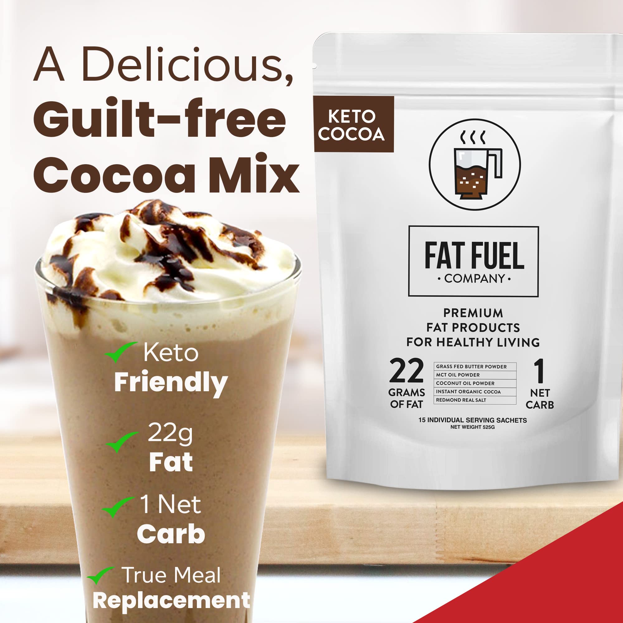 Mélange rapide dans un shaker avec Fat Fuel Keto Cocoa 22g.