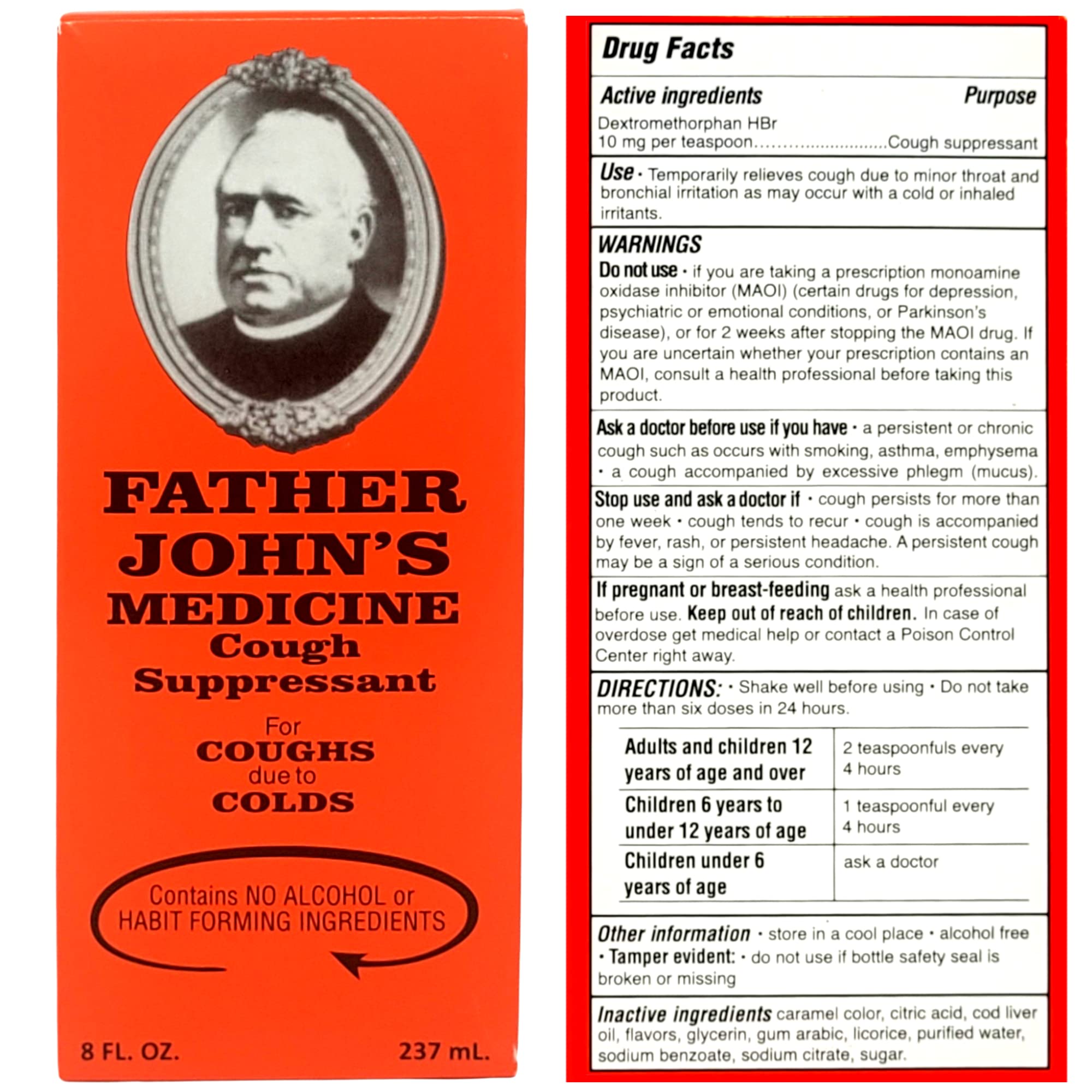 Emballage Father John's traditionnel, produit familial accessible pour toute la famille.
