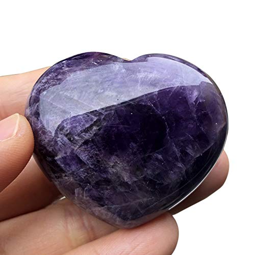 Favoramulet améthyste, cœur poli, idéal pour méditation et énergie positive.