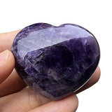 Favoramulet améthyste, cœur poli, idéal pour méditation et énergie positive.