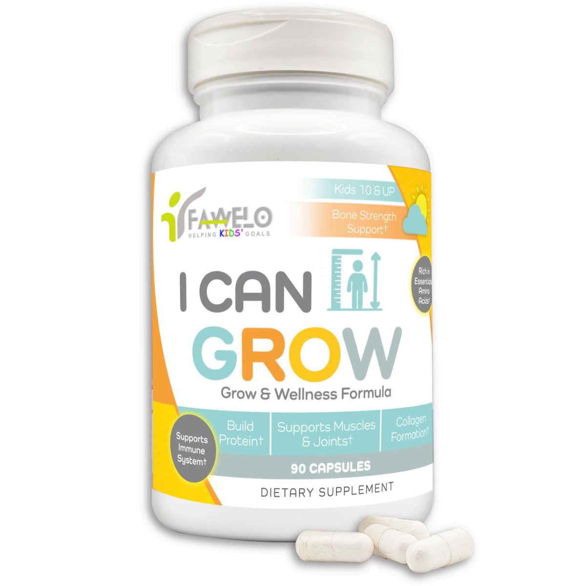 Fawelo I Can Grow: bouteille de capsules, soutien quotidien à la croissance