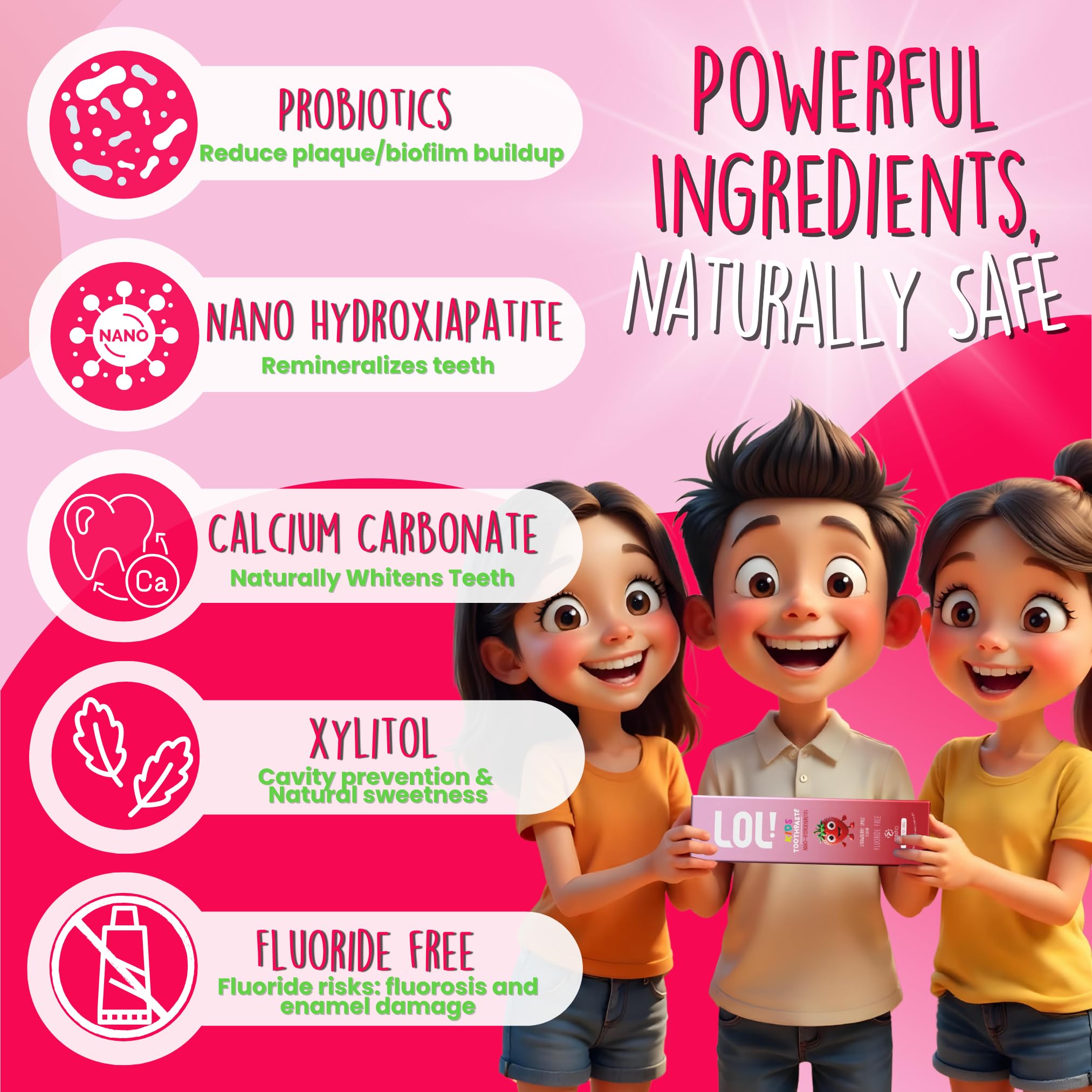 Arôme fraise Fawelo LOL – dentifrice enfant, brushing agréable.