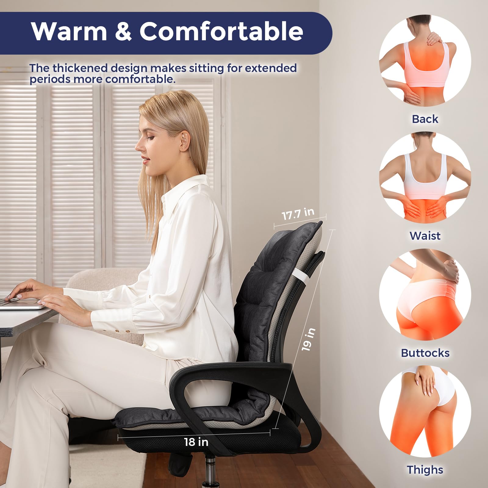 FAYKONCEN chauffe-assise-bureau-cuisses: chaleur ciblée pour les cuisses.