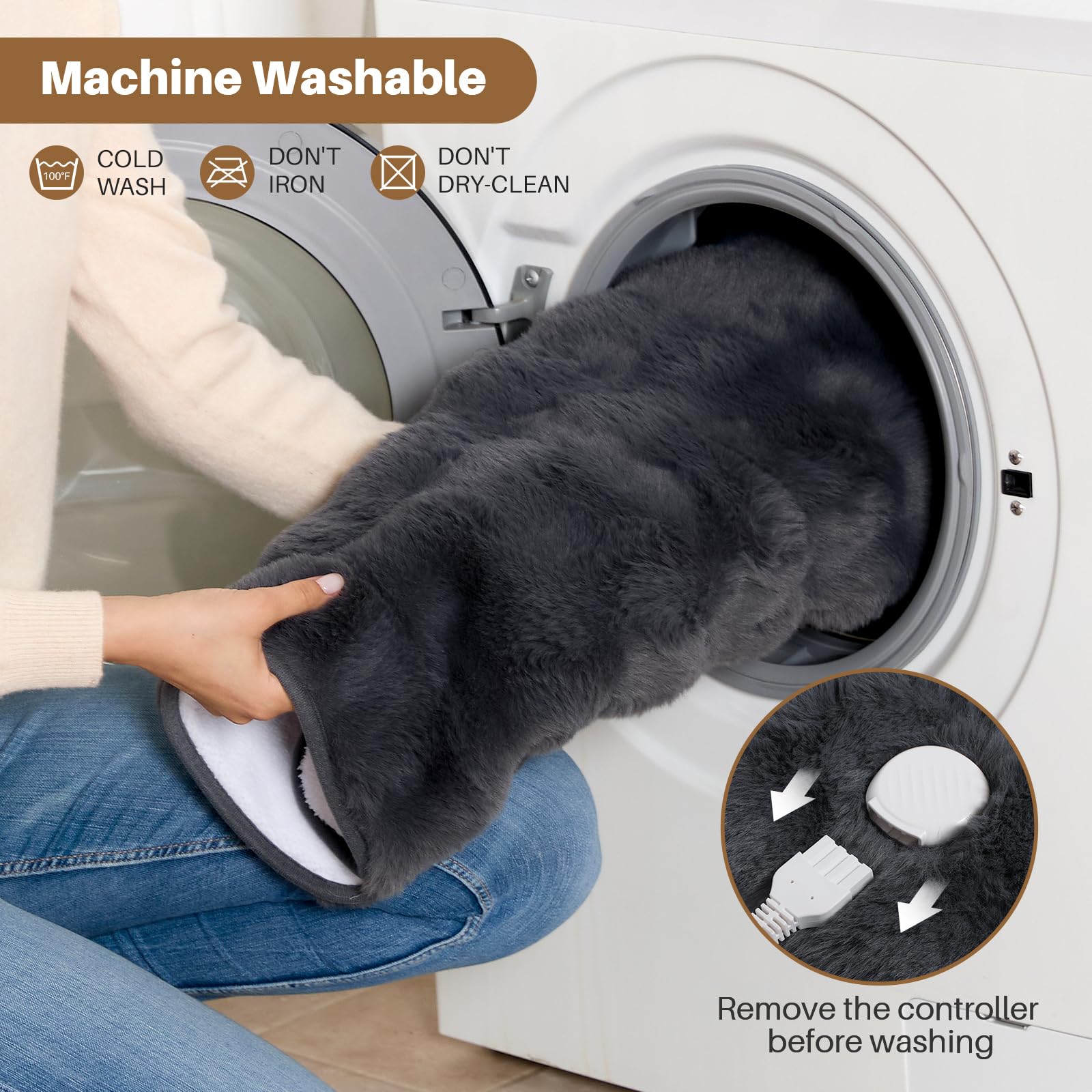 Lavable en machine Faykoncen Chauffe-Pieds pour entretien quotidien.