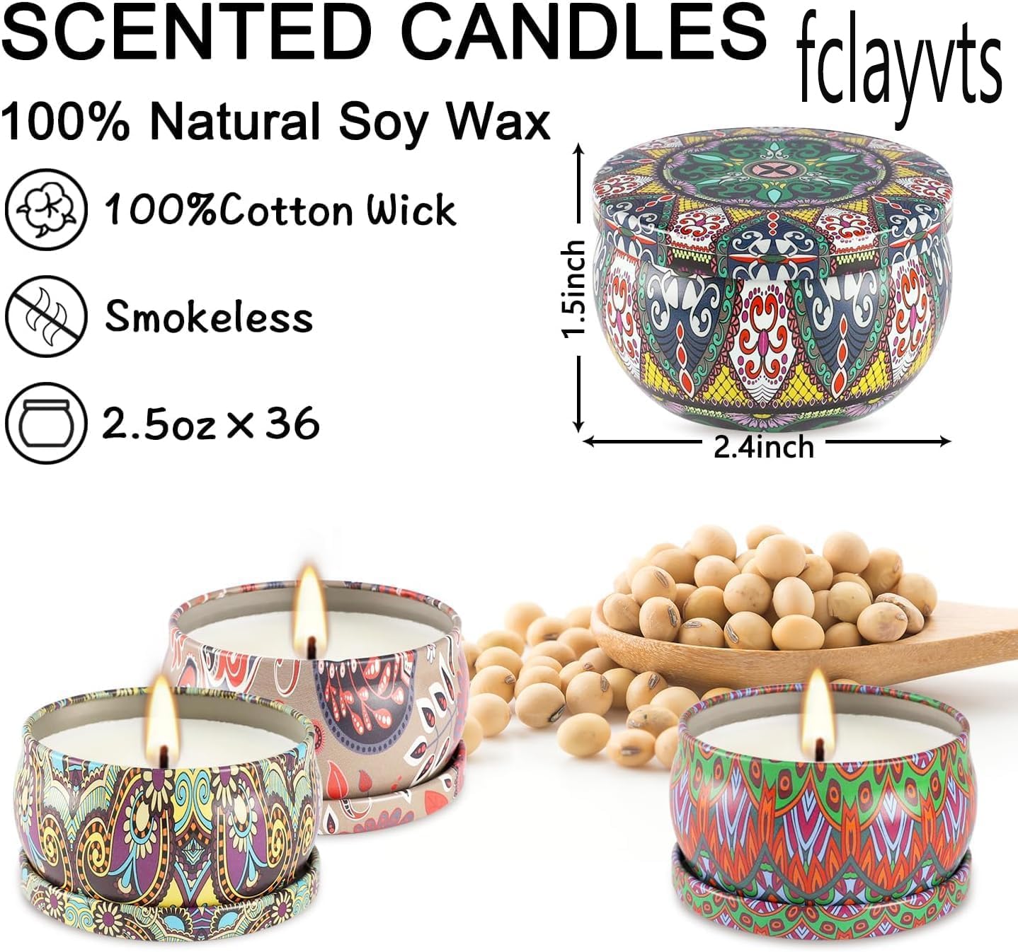 Bougie fclayvts bergamote, parfum zesté stimulant pour une énergie positive.