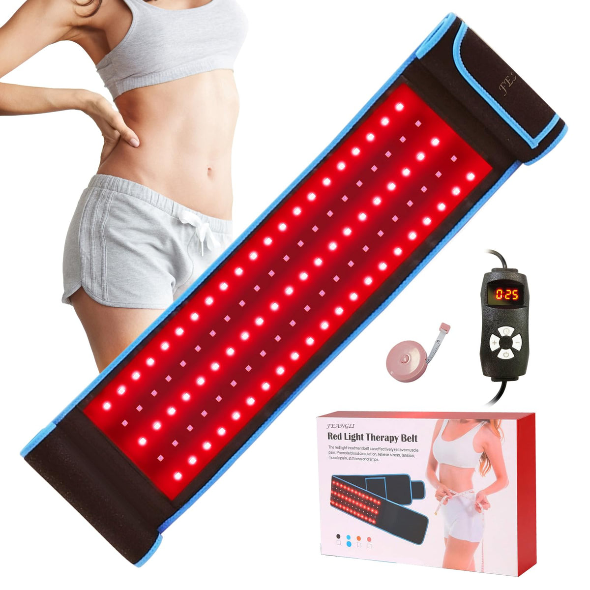 feangli ceinture thérapie lumière rouge 660nm-850nm pour le dos, soulagement potentiel et confort.