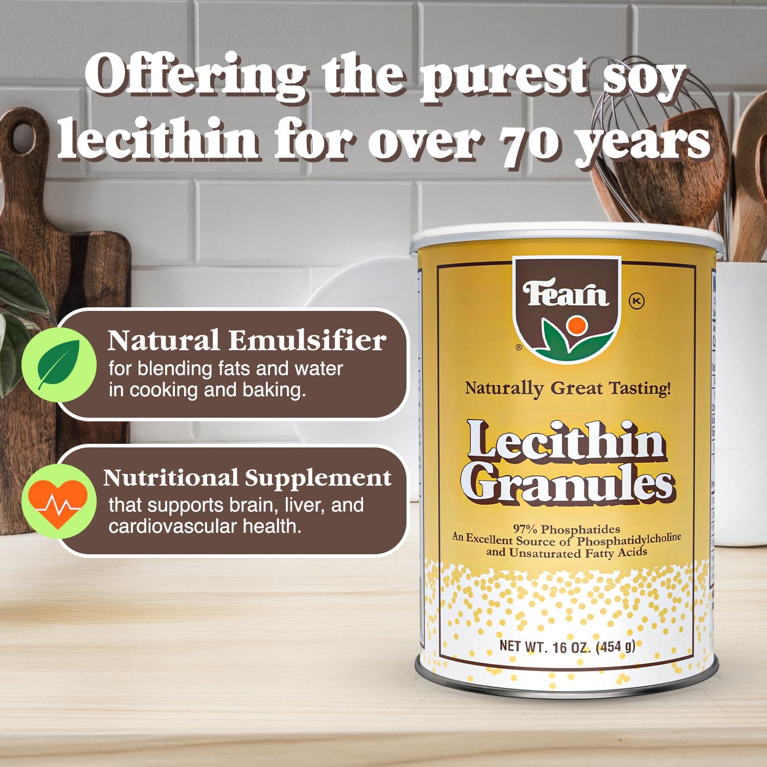Fearn Lécithine de soja en grains – idéal dans smoothies et jus.
