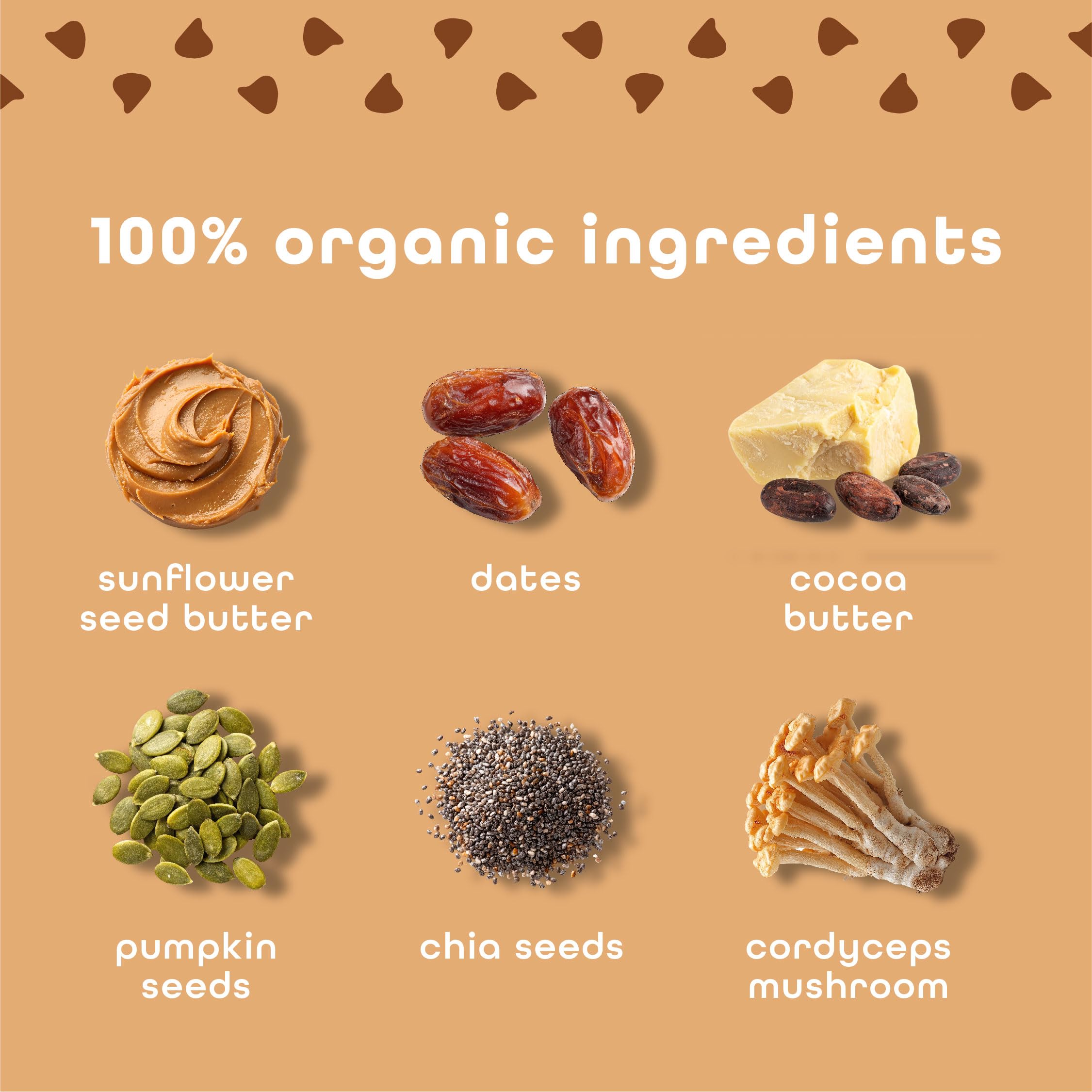 Sans gluten, lait, noix, soja et céréales.